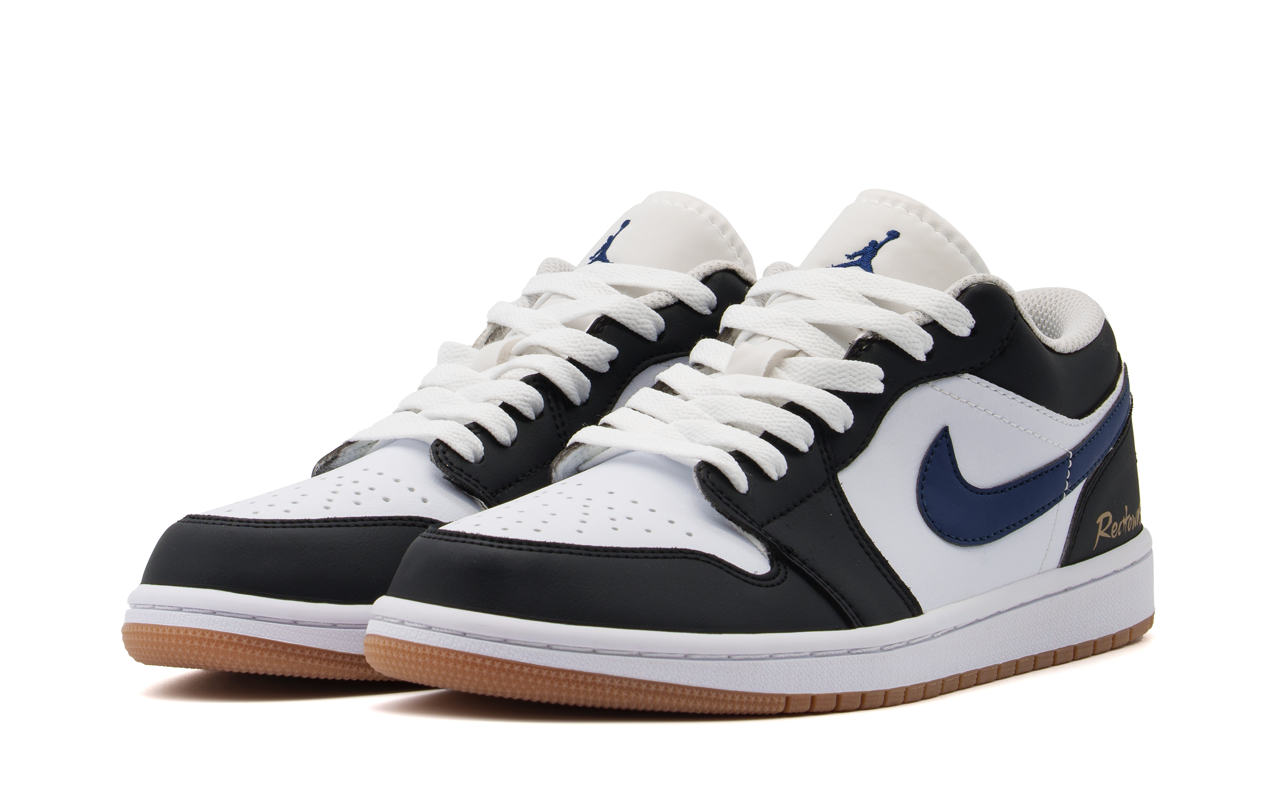 Jordan Air Jordan 1 Abrasion Resistant Low top Vintage Basketball Shoes Unisex Black Blue