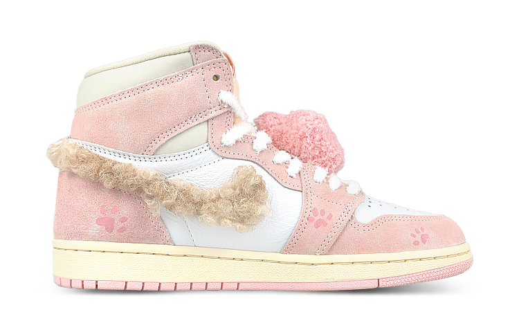 Jordan Air Jordan 1 High top Vintage Basketball Shoes Women’s White Pink