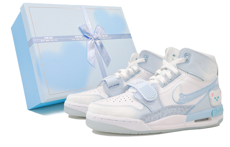Jordan Legacy 312 RISK Snow Peak Bear Box Cushioning, Wear Resistant Mid top Vintage Basketball Shoes GS Sea Salt Blue