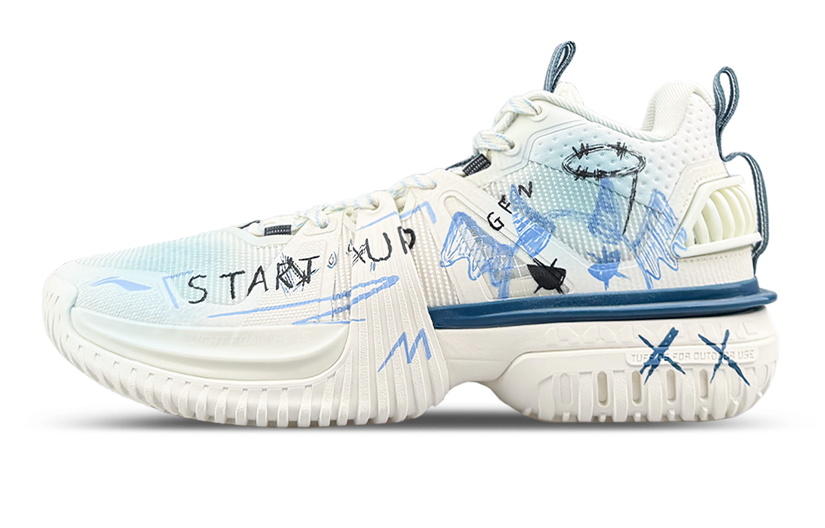 Li Ning Storm 2024 TPU Abrasion Resistant Grip Low top Basketball Shoes Men’s White Blue