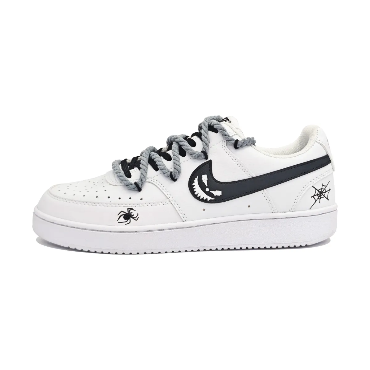 Nike Court Vision 1 Gothic Jungle II Abrasion Resistant Low top Skateboard Shoes Unisex Black White