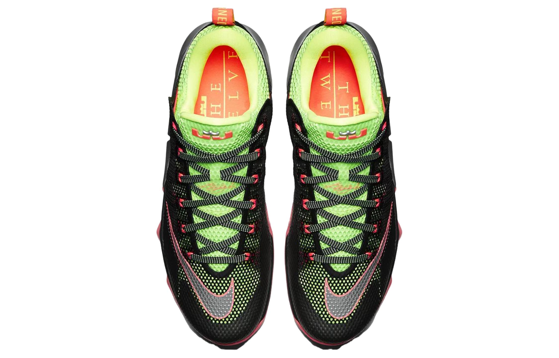 Мужские кроссовки Nike Lebron 12 Low Remix 12 (черный / серебристый / зеленый) — Чёрный / серебристый / зелёный — фото 4