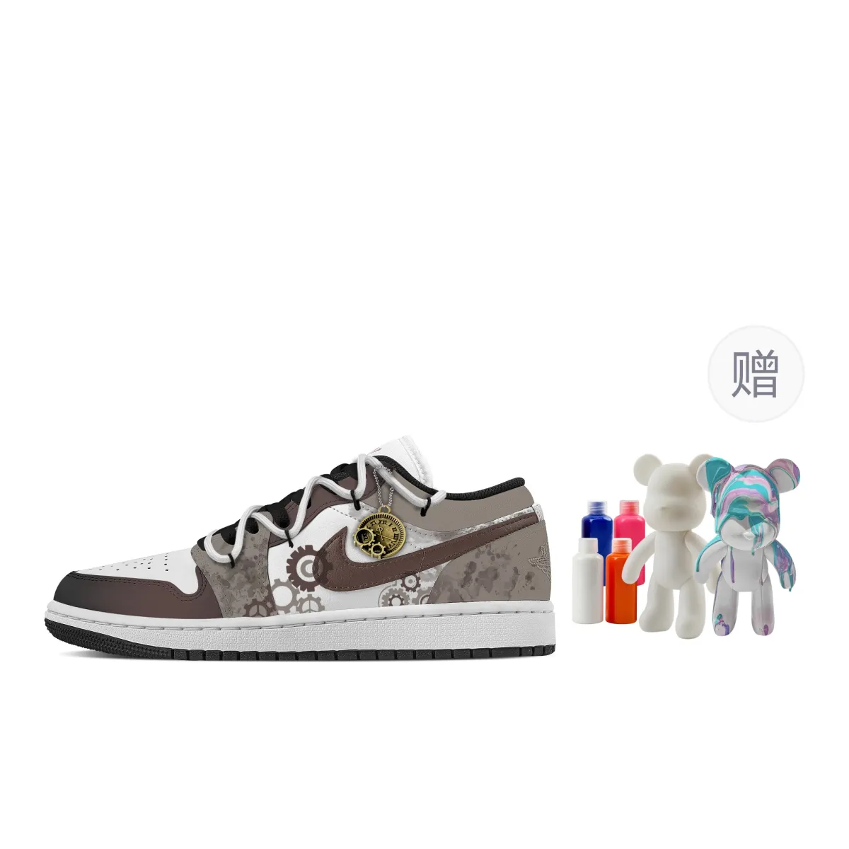 Jordan Air Jordan 1 Steam Moment, Fluid Bear Abrasion Resistant Low top Vintage Basketball Shoes Women's Brown