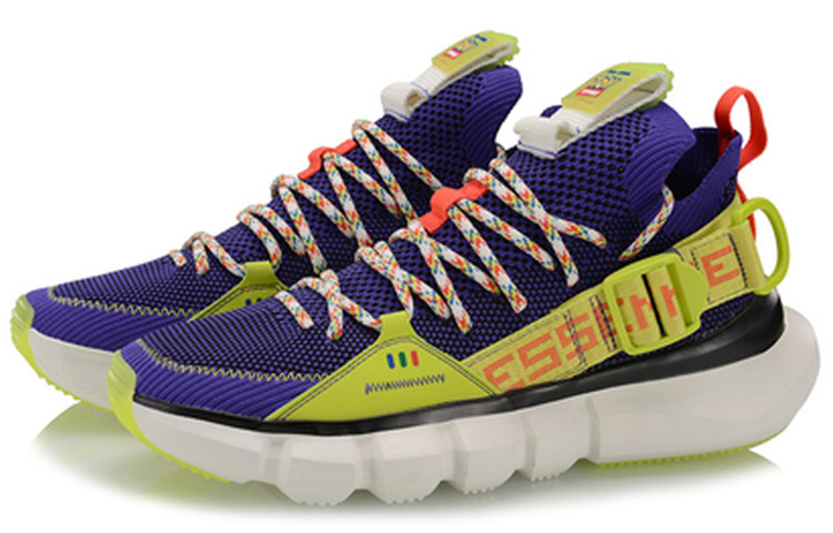 Li Ning Enlightenment Lace Up PRM Abrasion Resistant Breathable Low top Vintage Basketball Shoes Blue Yellow