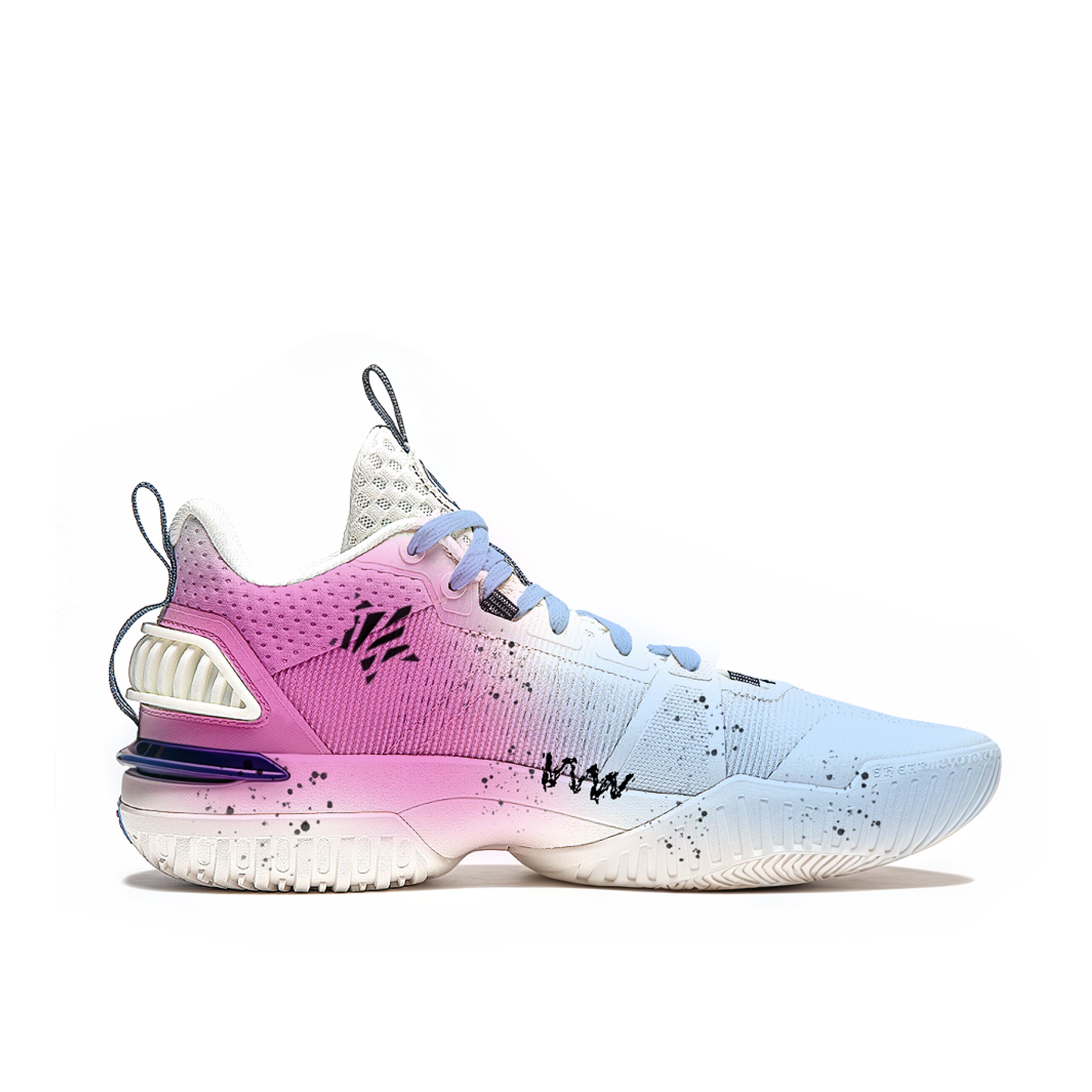 Li Ning Storm 2024 Cushioning Abrasion Resistant Breathable Low top Basketball Shoes Men’s Blue Pink