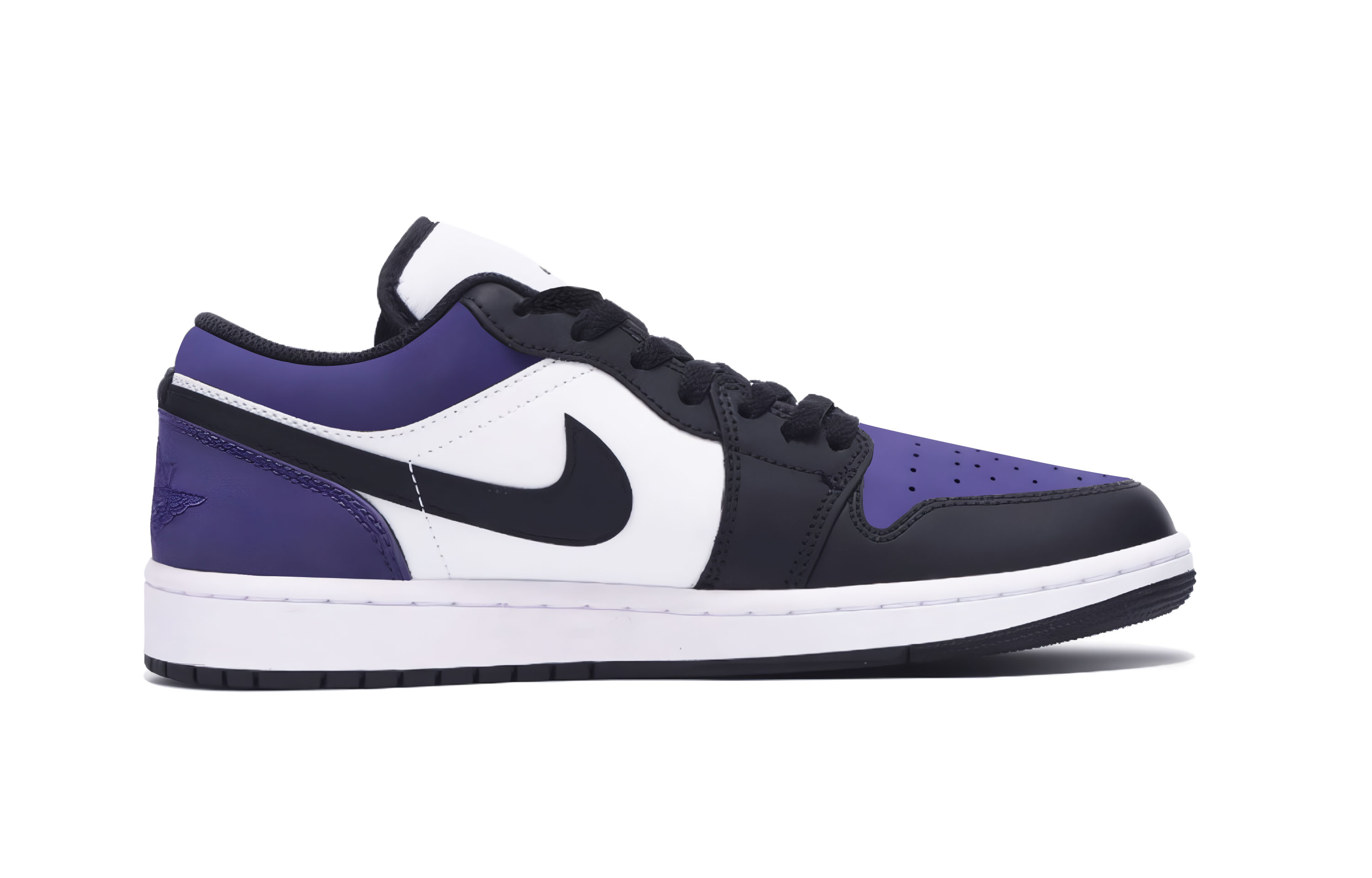 Jordan Air Jordan 1 Leather Cushioning, Wear Resistant Low top Vintage Basketball Shoes Men’s Black Purple