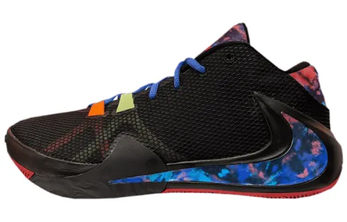 Nike Freak 1 Zoom EYBL mesh, shock-absorbing, anti-slip and wear-resistant, mid-top, retro basketball shoes, men's black and blue