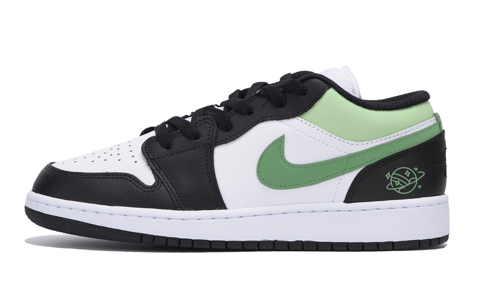 Jordan Air Jordan 1 Abrasion Resistant Slip Resistant Low top Vintage Basketball Shoes Men’s Black White Green
