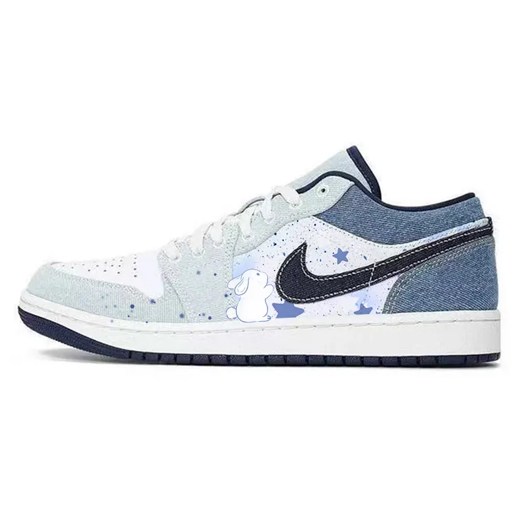 Jordan Air Jordan 1 Vintage Basketball Shoes Men's Low Top White/Blue