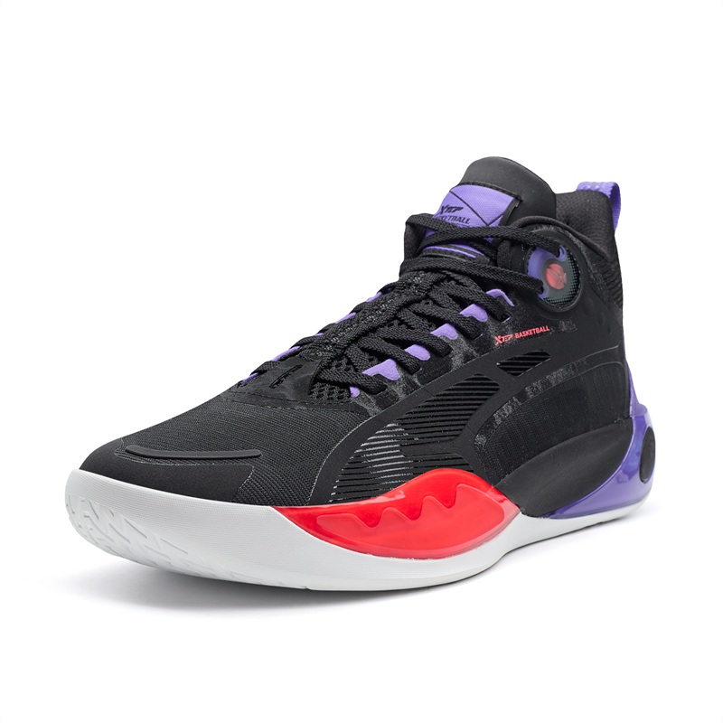 XTEP Slip Resistant Abrasion Resistant Low top Basketball Shoes Men’s Black Purple
