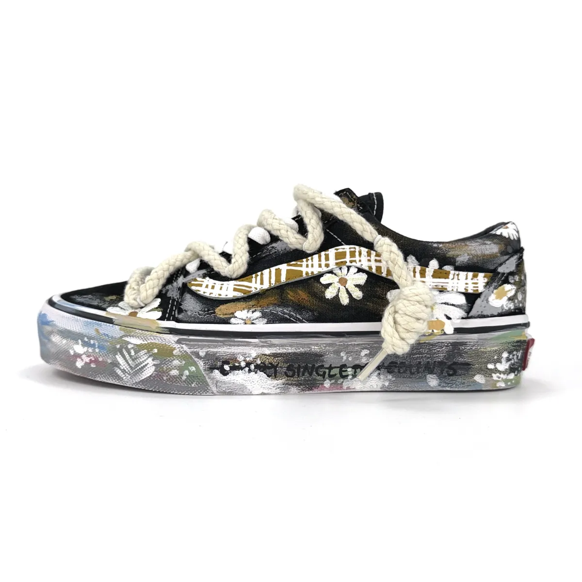 Vans Old Skool Slip Resistant Abrasion Resistant Low top Skateboard Shoes Unisex Black White