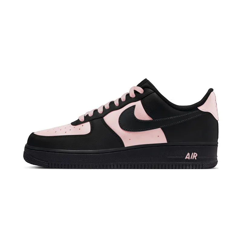 Nike Air Force 1 Coverage Slip Resistant Abrasion Resistant Low top Skateboard Shoes Unisex Black Pink