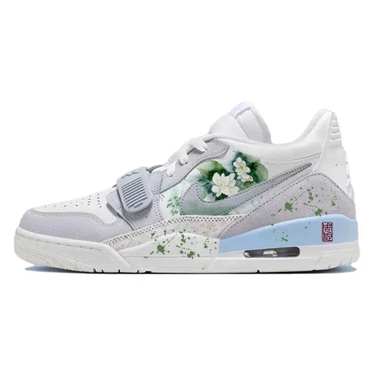 Jordan Legacy 312 Cushioning Slip Resistant Low top Vintage Basketball Shoes Men's White Gray