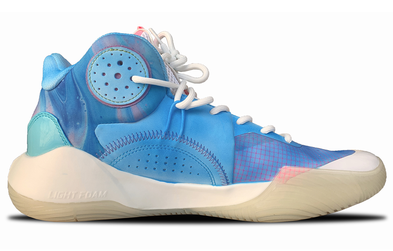 Li Ning Sonic 9 Team Slip Resistant Abrasion Resistant Coverage Mid top Basketball Shoes Men’s Blue White