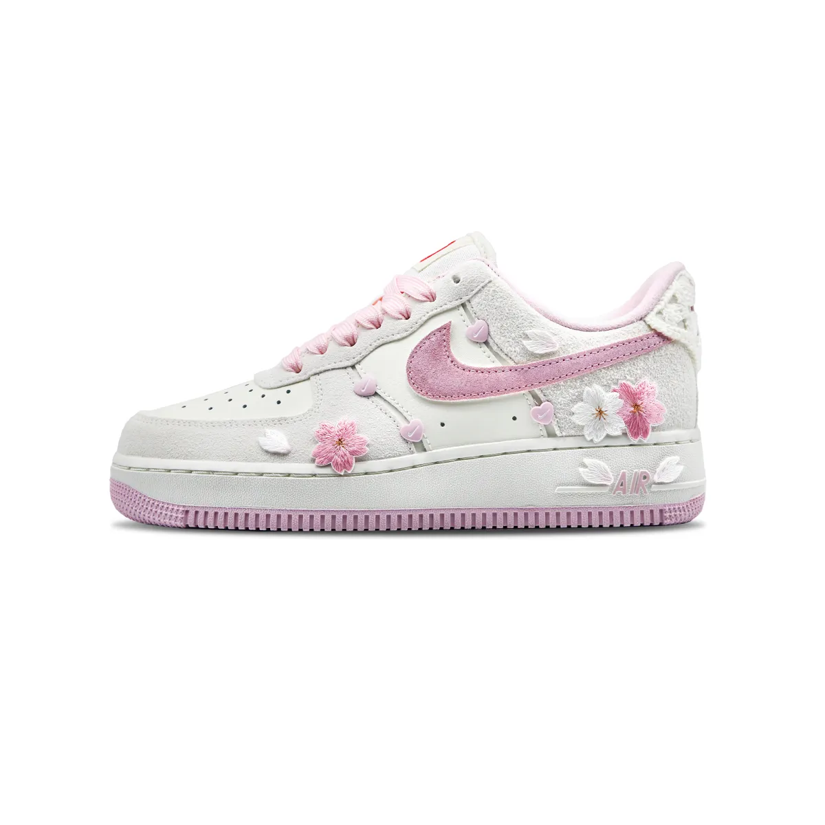 Nike Air Force 1 Crimson Frost Lanying Slip Resistant Abrasion Resistant Low top Skateboard Shoes Women's Pink White