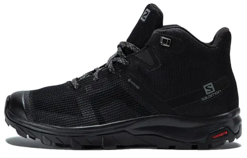 SALOMON Fabric Abrasion Resistant Mid top Mountaineering Hiking Shoes Women's Black