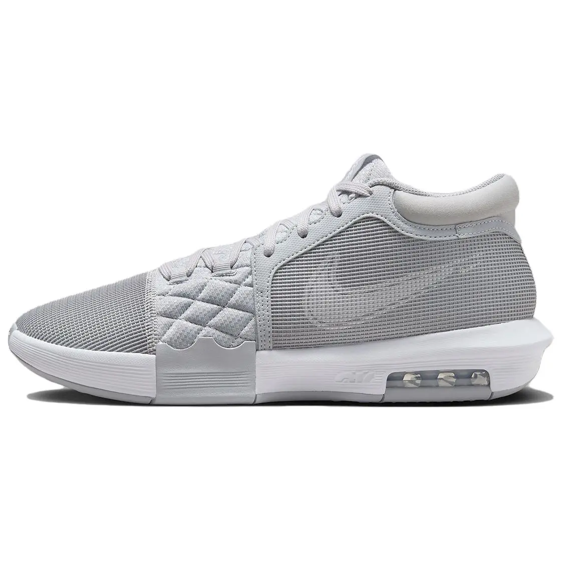 Nike Witness 8 Lebron'Team Bank' Abrasion Resistant Breathable Mid top Basketball Shoes Men's White Gray