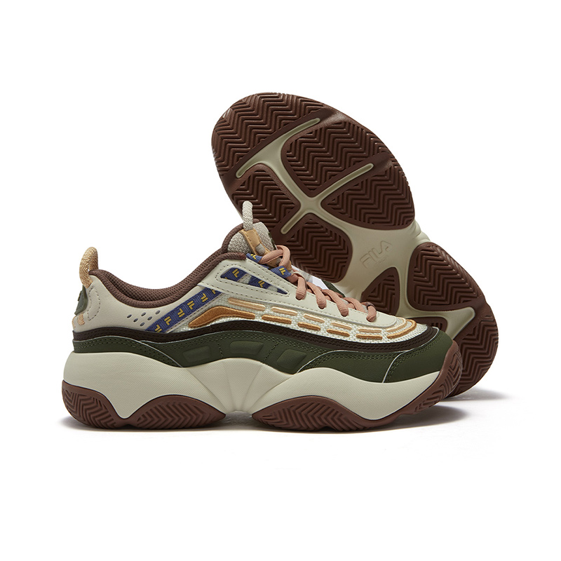 FILA FUSION FIRE Flame Shoes Abrasion Resistant Support Low top Vintage Basketball Shoes Women’s Green