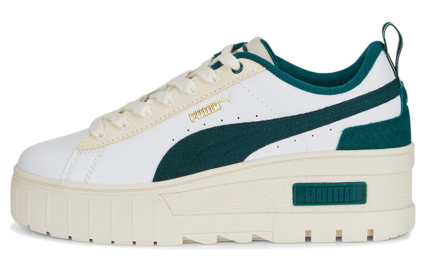 PUMA Mayze Dream Ivy League Leather Platform Low top Skateboard Shoes Women's White Green