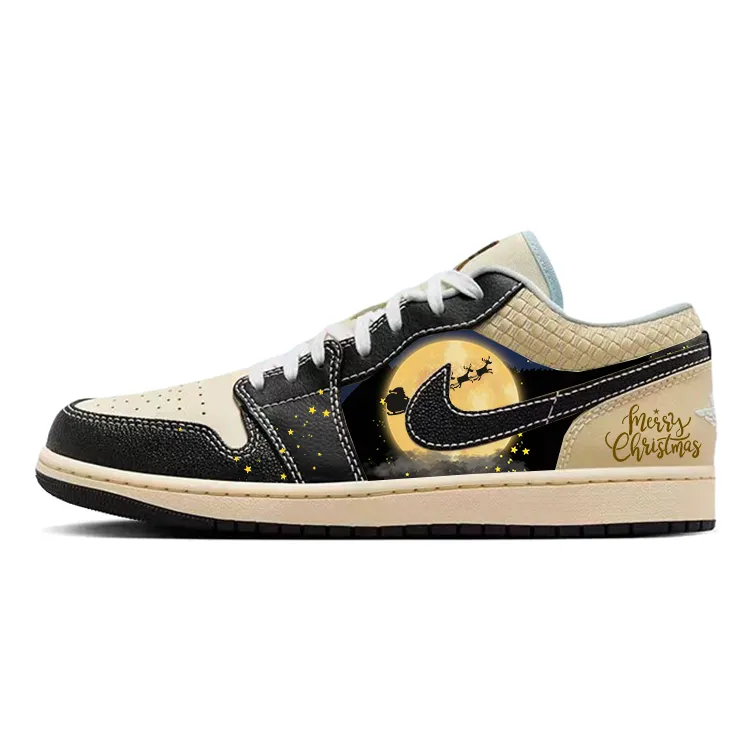 Jordan Air Jordan 1 Versatile Slip Resistant Low top Vintage Basketball Shoes Men's Black