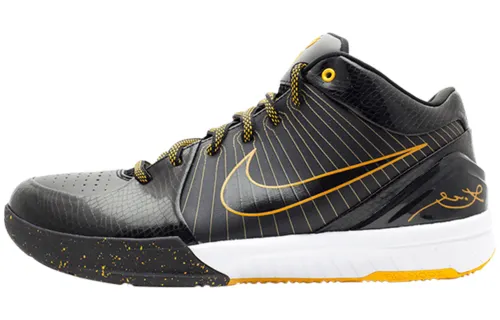 Nike Zoom Kobe 4 Splatter Round-toe lace-up Synthetic leather Anti-slip Middle-top Practical basketball shoes Men's Black