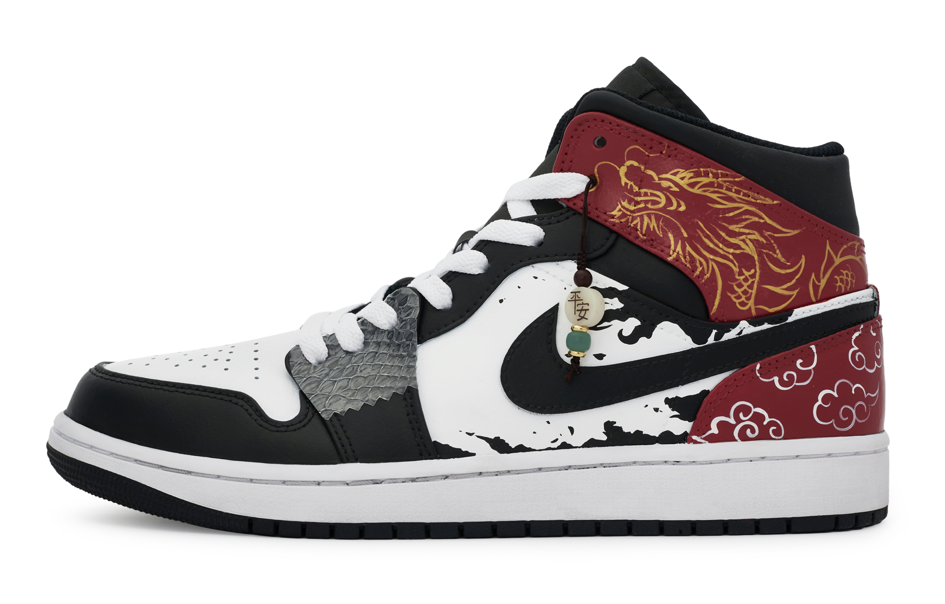 Jordan Air Jordan 1 811 Manufacturing, Cloud Dragon High top Vintage Basketball Shoes GS Red White Black
