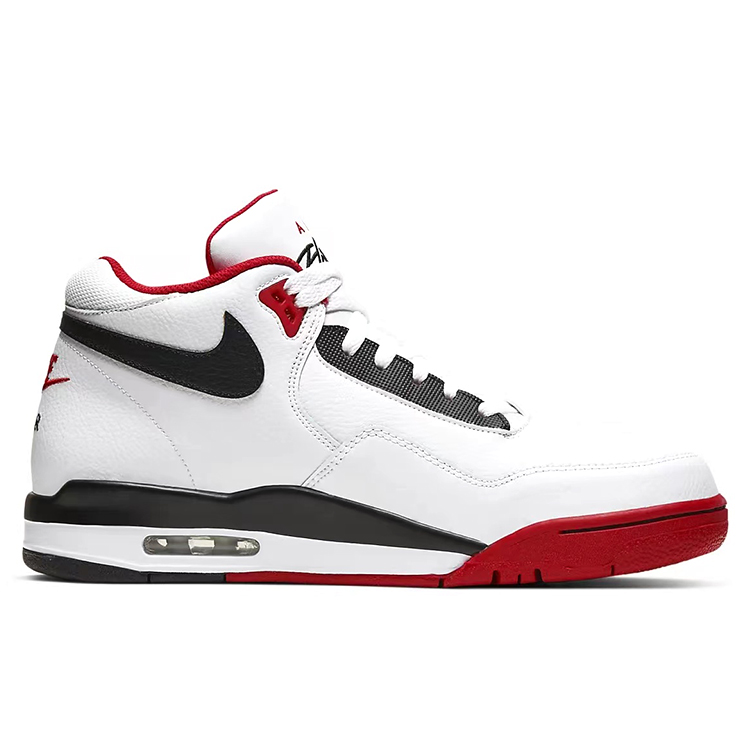 Nike Flight Legacy Cushioning Slip Resistant Abrasion Resistant Mid top Vintage Basketball Shoes Unisex Red White