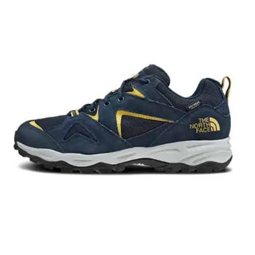 THE NORTH FACE Slip Resistant Abrasion Resistant Low top Hiking Shoes Men's Blue Yellow