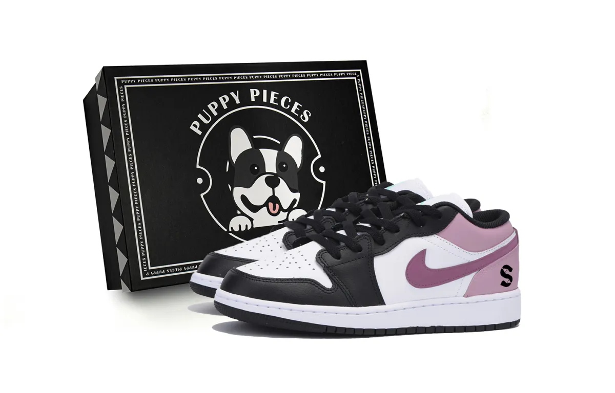 Jordan Air Jordan 1 Abrasion Resistant Low top Vintage Basketball Shoes Men's Black Pink