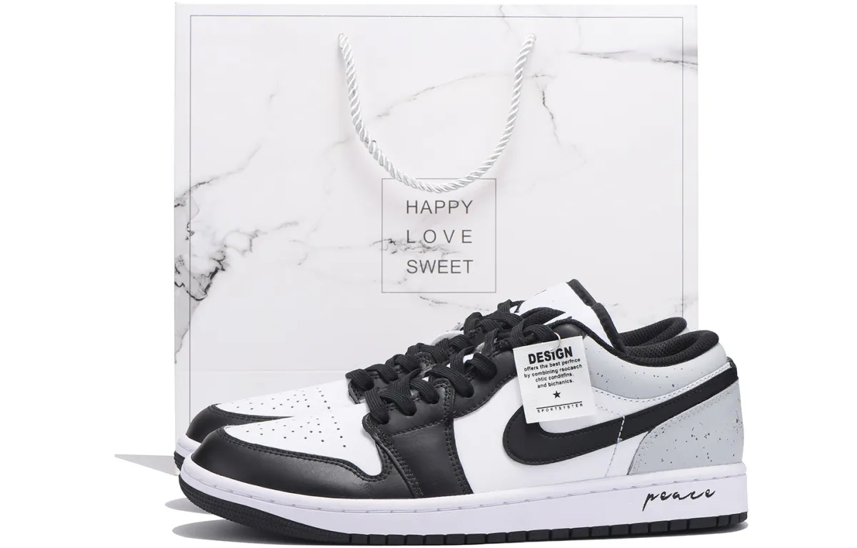 Jordan Air Jordan 1 Slip Resistant Coverage Balance Impact Resistant Low top Vintage Basketball Shoes Men's Black Gray