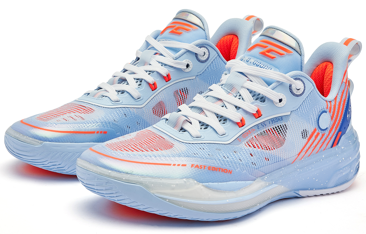 QIAODAN FE2.0 Bay Low top Q KUNGFU TURBO Basketball Shoes Men’s Glacier Blue Bright Orange