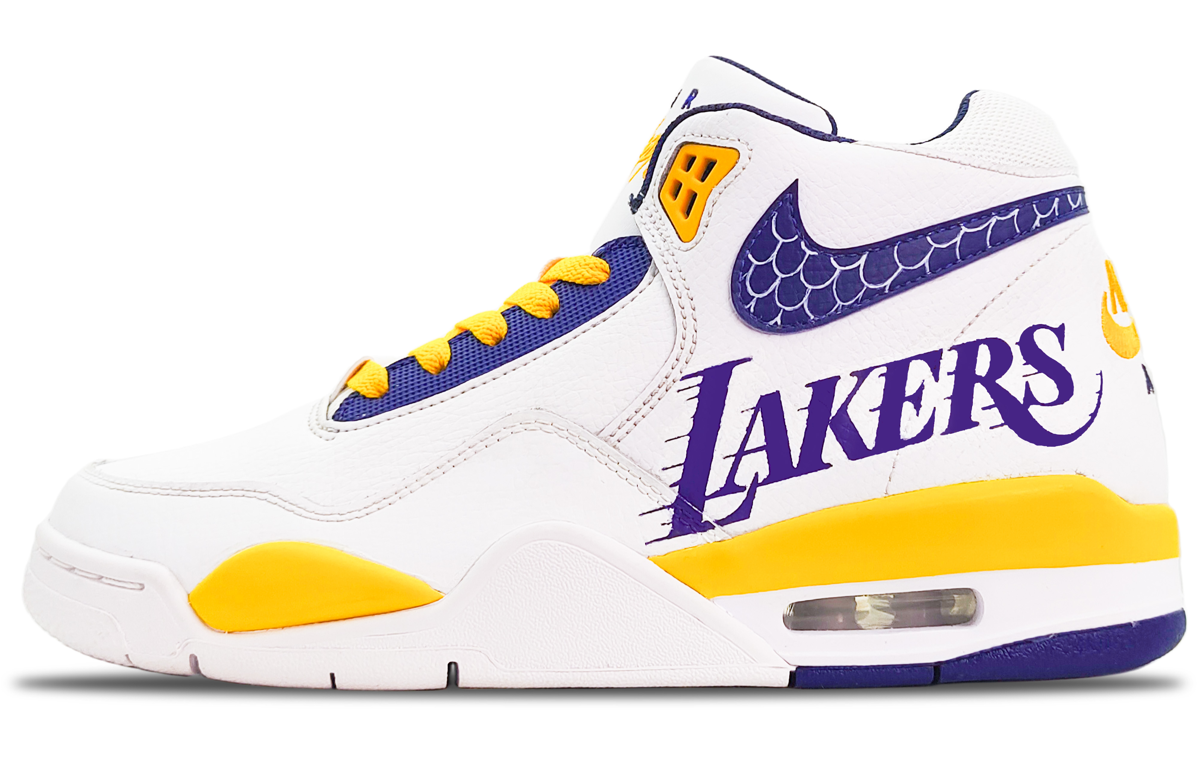 Nike Flight Legacy Cushioning Anti-Slip And Wear-Resistant Mid-Top Vintage Basketball Shoes Men’s White Blue Yellow