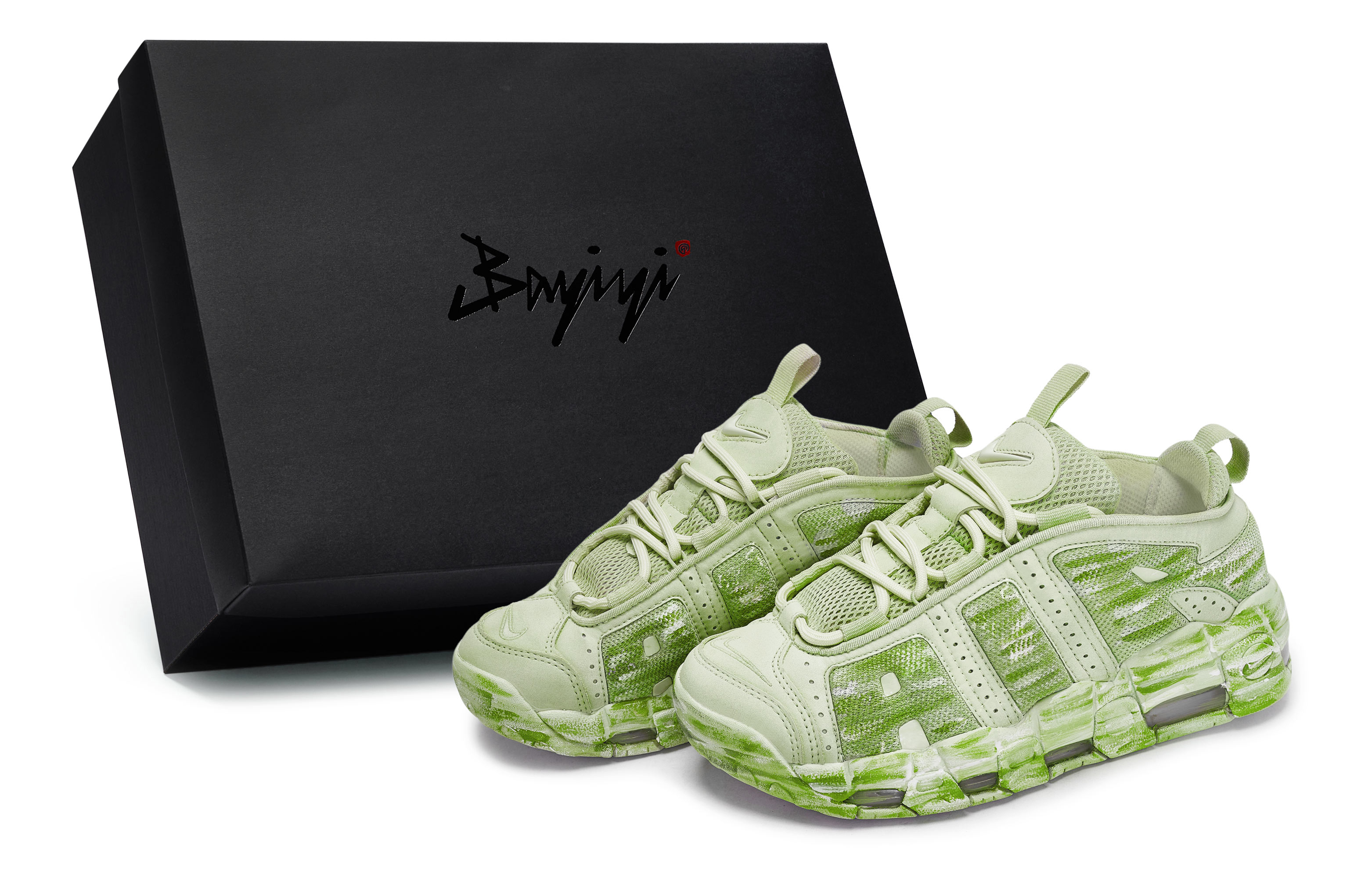 Nike Air More Uptempo 811 Manufacturing, Yunyi Nanshan Yellow Green, Special Shoe Box Abrasion Resistant