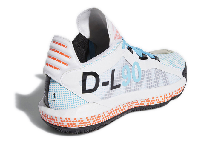 Мужские баскетбольные кроссовки adidas D lillard 6 (белый / синий / оранжевый) — фото 4