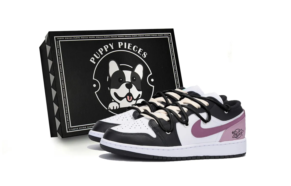 Jordan Air Jordan 1 Abrasion Resistant Slip Resistant Low top Vintage Basketball Shoes Men's Black White Purple