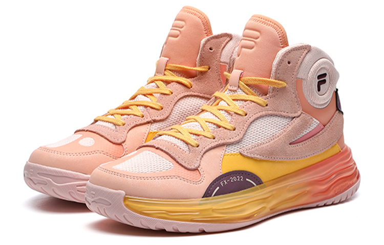 FILA FUSION FX 22 Cushioning Abrasion Resistant Support Mid top Vintage Basketball Shoes Women’s Peach