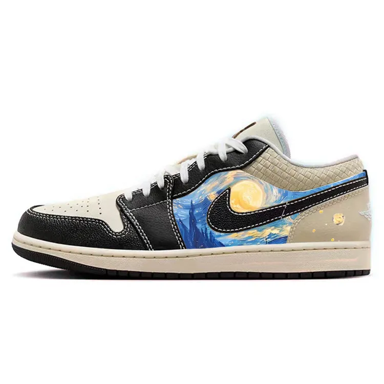 Jordan Air Jordan 1 Vintage Basketball Shoes Men's Low Top Beige/Black