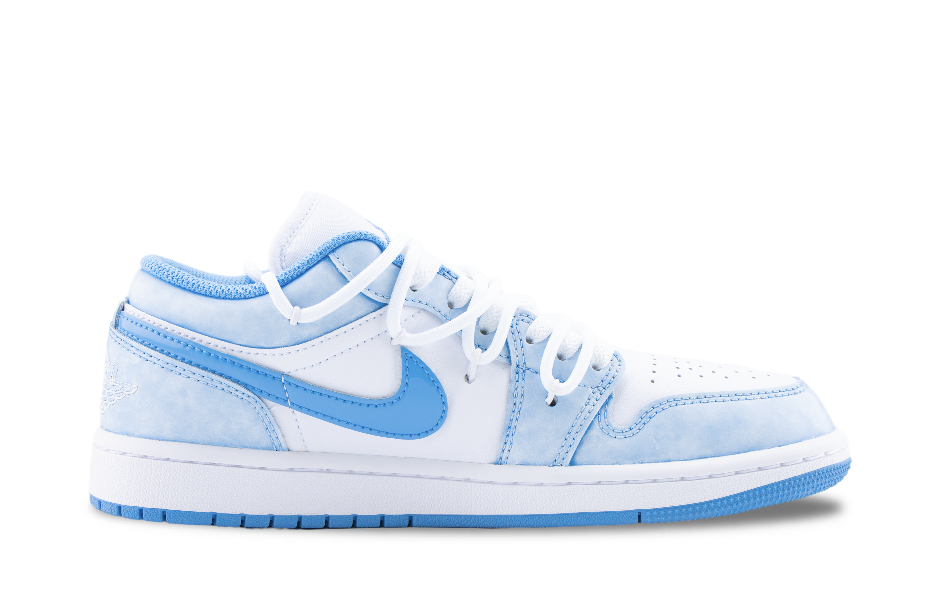 Jordan Air Jordan 1 Aurora Prism Abrasion Resistant Low top Vintage Basketball Shoes Unisex White Blue