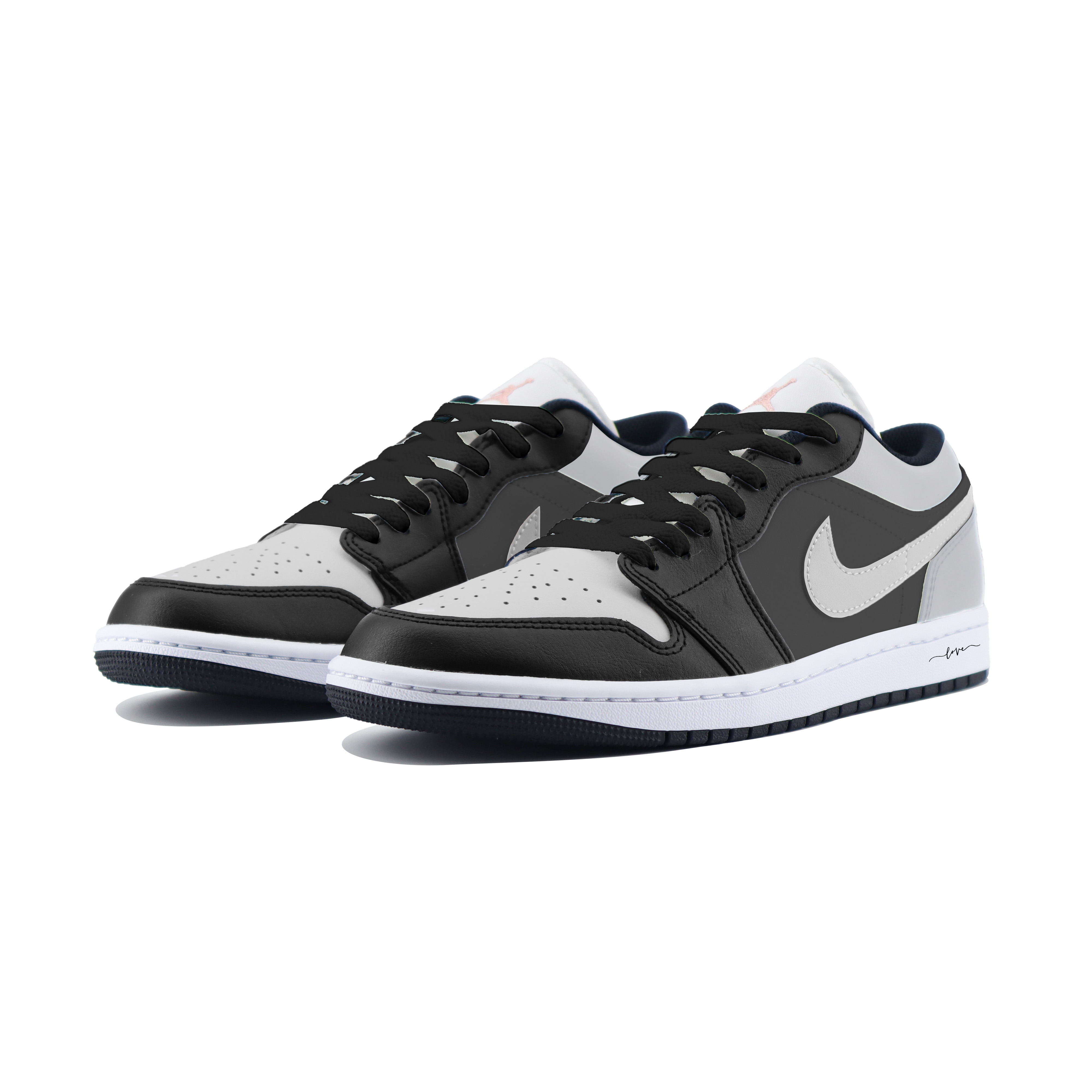 Jordan Air Jordan 1 LOW Love2 Abrasion Resistant Low top Vintage Basketball Shoes Unisex Black Gray