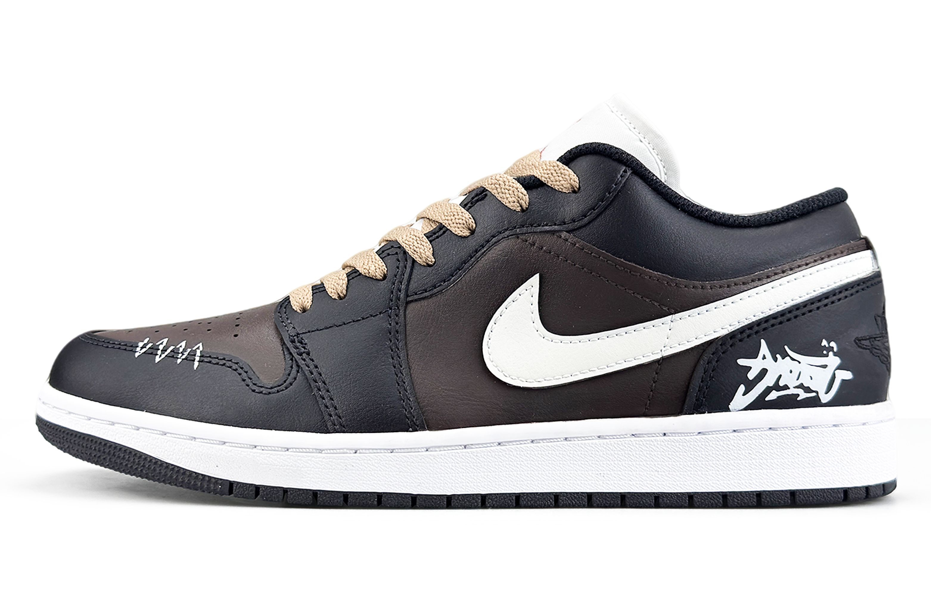 Jordan Air Jordan 1 Abrasion Resistant Abrasion Resistant Low top Vintage Basketball Shoes Unisex Black Brown