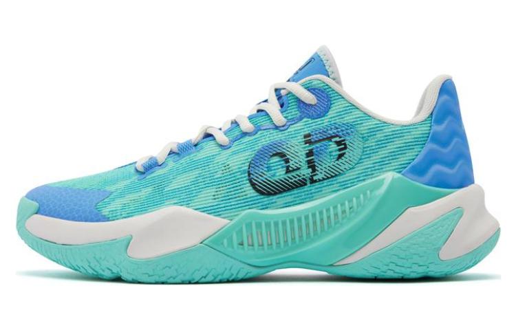 QIAODAN Comfortable Slip Resistant Abrasion Resistant Low top Basketball Shoes Men’s Frozen Blue
