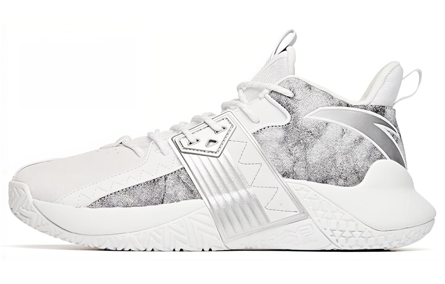 Anta Cement Killer Low top Basketball Shoes Men's White Gray Silver