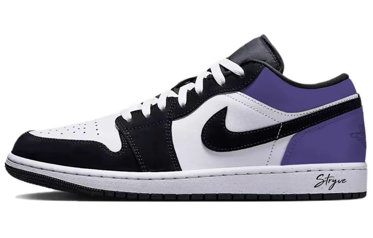 Jordan Air Jordan 1 Purple Toes Abrasion Resistant Abrasion Resistant Low top Vintage Basketball Shoes Unisex
