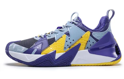 Peak Power Series Shock Absorbing Anti-Slip Wear-Resistant Low-top Basketball Shoes Men's Blue Amber Yellow