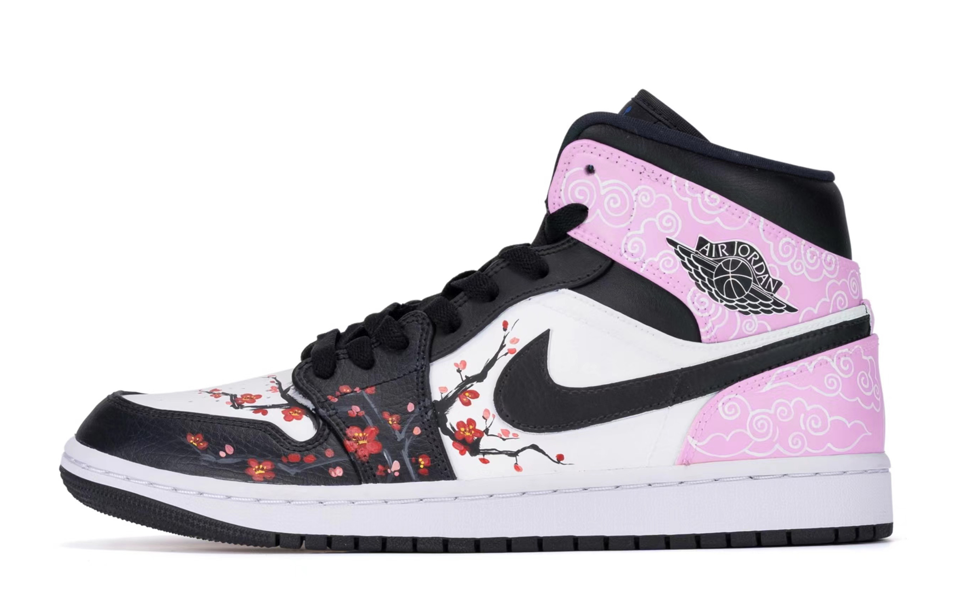 Jordan Air Jordan 1 Mid Slip Resistant Slip Resistant Mid top Vintage Basketball Shoes Women’s Black White Pink Green