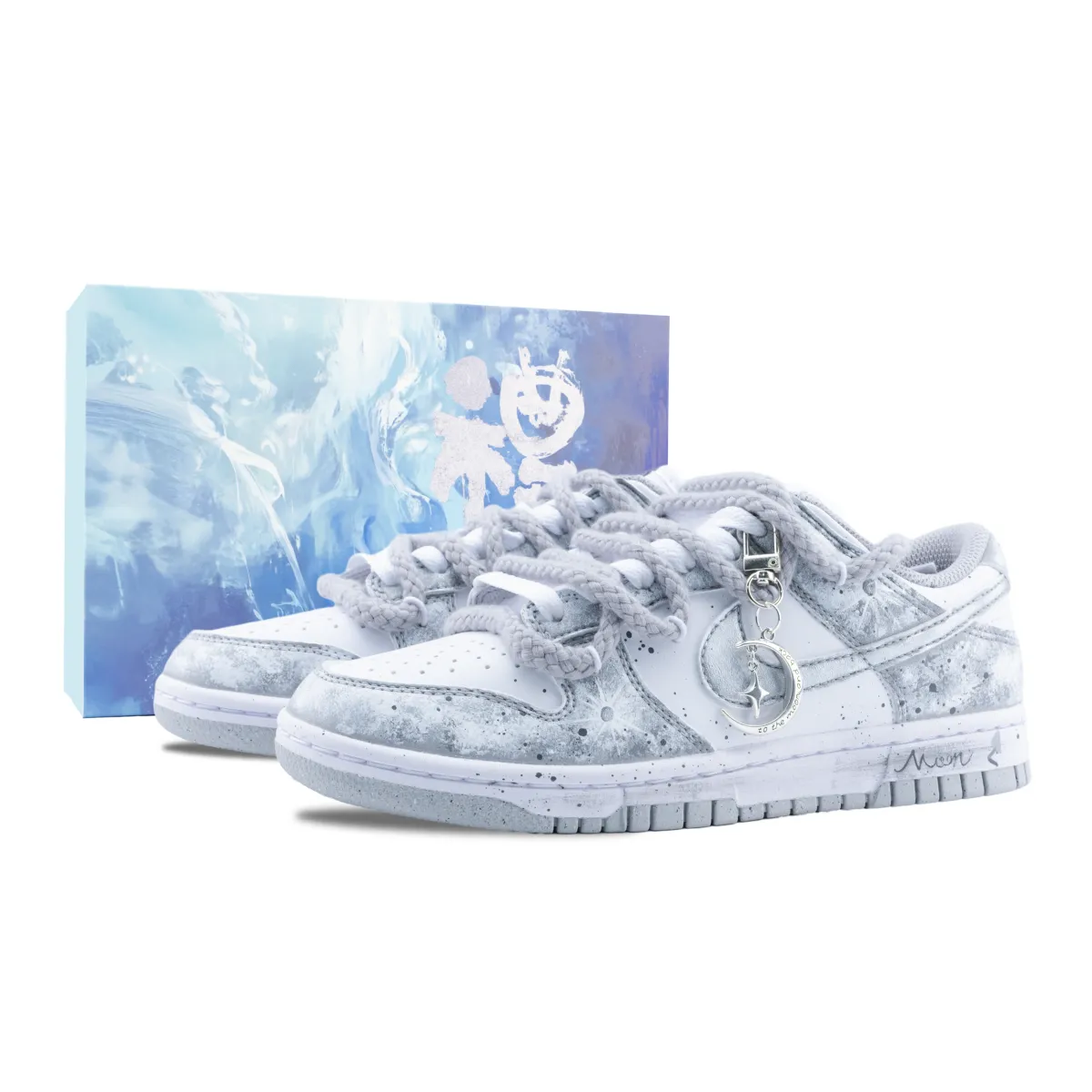Nike Dunk Eternal Night Galaxy Slip Resistant Abrasion Resistant Low top Skateboard Shoes Unisex Light Gray