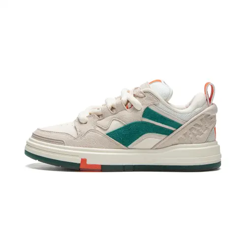 Li Ning Slip Resistant Abrasion Resistant Low top Skateboard Shoes Women's Gray Beige Green