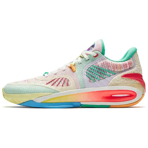 Anta KT10 Slip Resistant Abrasion Resistant Support Mid top Basketball Shoes Men's Green Pink Blue