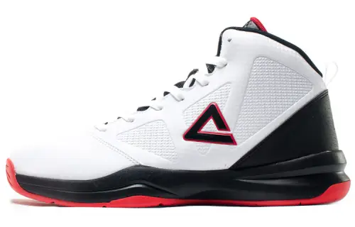 PEAK Fabric Cushioning Slip Resistant Abrasion Resistant Breathable Mid top Basketball Shoes Men's White Red