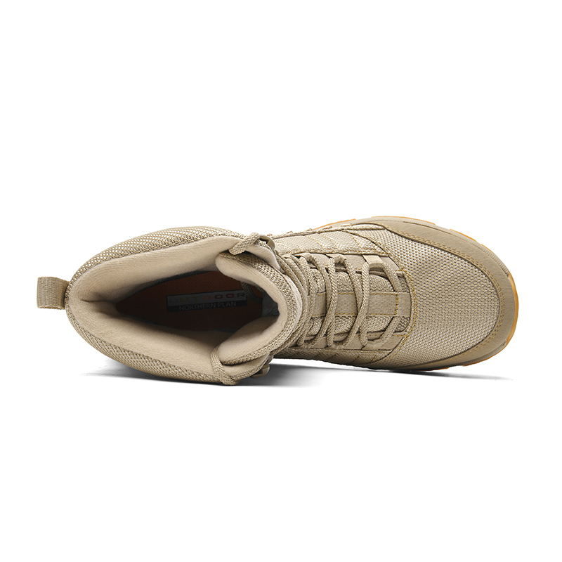 GLUNA Mountaineering & Hiking Shoes Unisex High Top Ecru